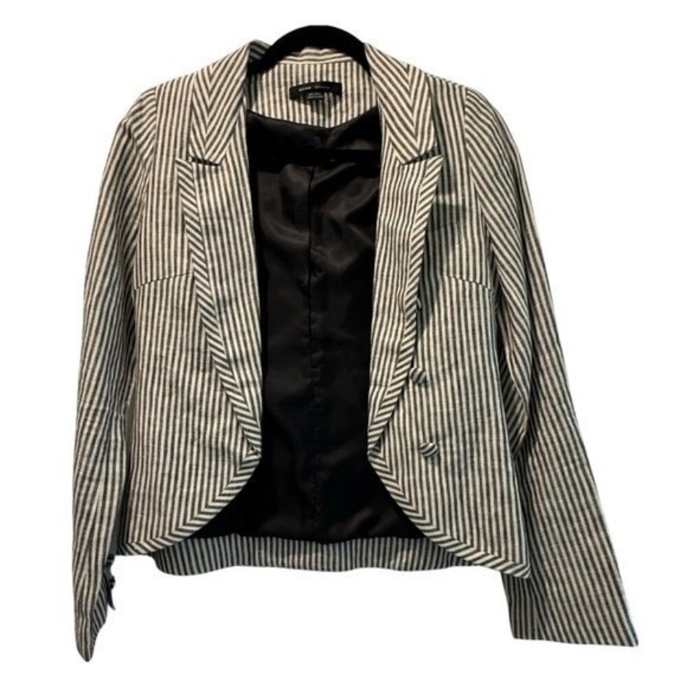 Blazer Linen Fitted Jacket Striped Short Small Olive Olivia Boss Twee Office